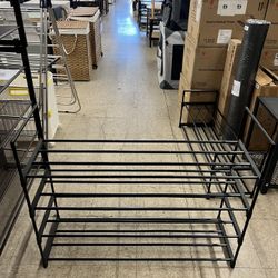 SONGMICS 4 Tier Shoe Rack Organizer Metal Storage Shelf - Black