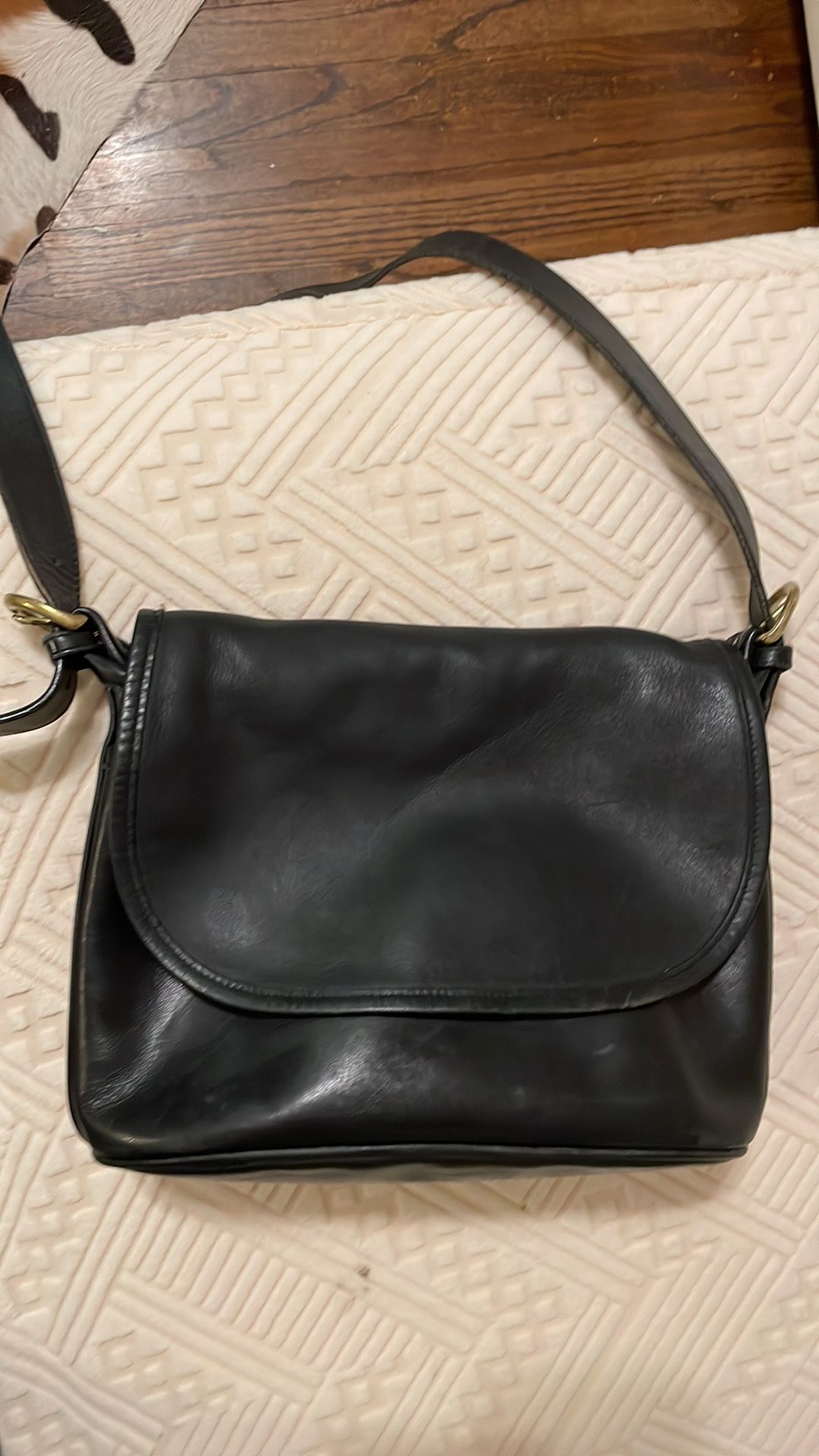Coach Vintage Leather Flap black Crossbody Bag