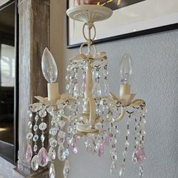 Cute Small Pink White Chandelier 