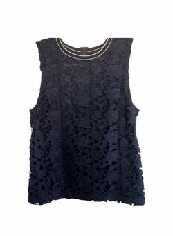 Banana Republic Navy Blue Floral Lace Sleeveless Top - Small