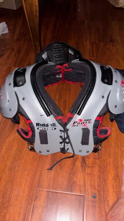 Used Riddell POWER JPX SK Football Shoulder Pads Grey MD 36-38" / 16-17"