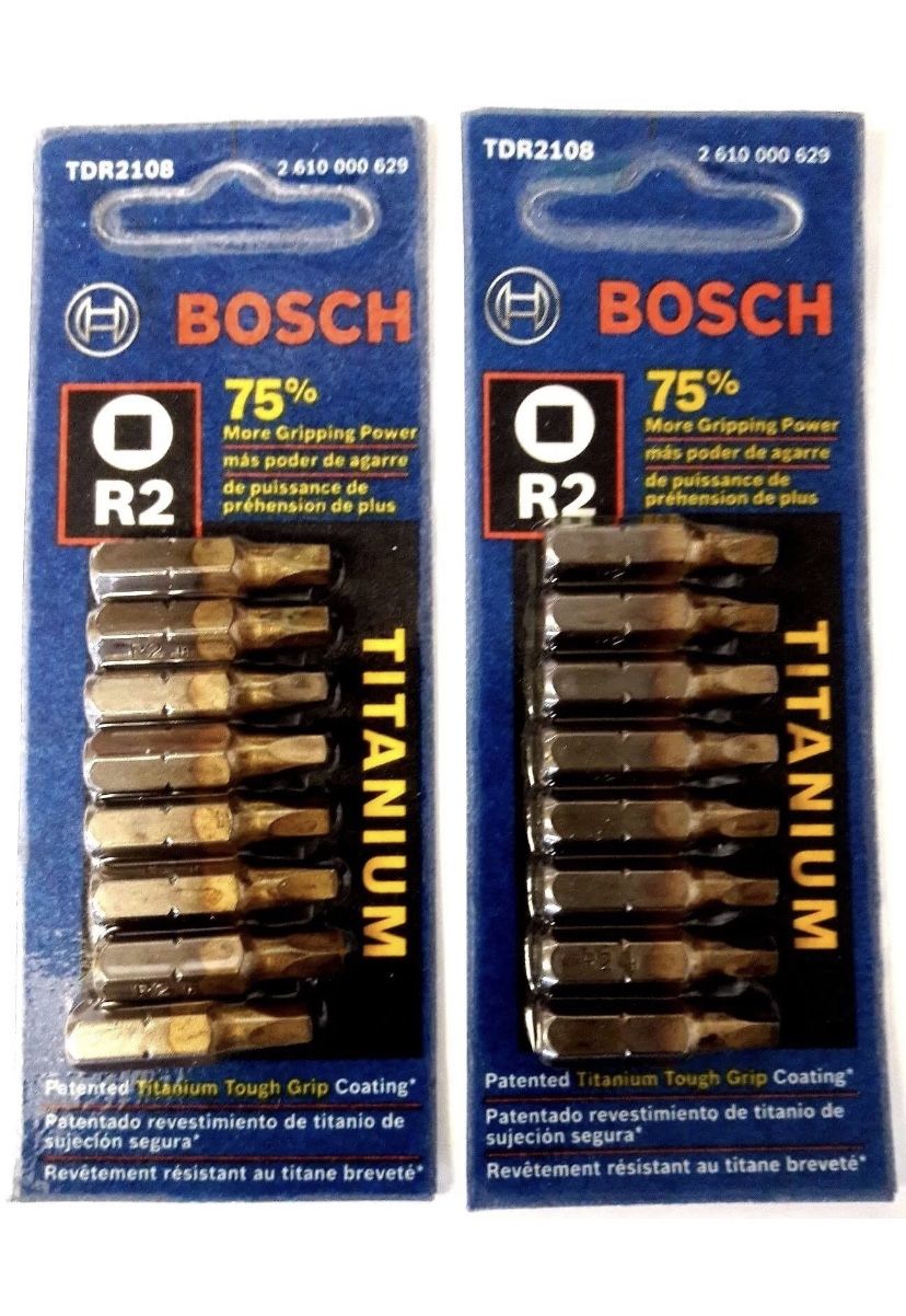 16 Pack Bosch R2 Titanium Square Drive Screwdriving Bits TDR2108