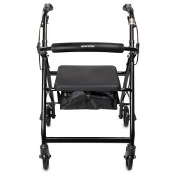 O565 $45 4 Wheel Rollator McKesson Black Adjustable Height / Folding Aluminum Frame WALKER, ROLLATOR LTWT FOLDING ALUM W/6" WHLS BLK 300LB Features