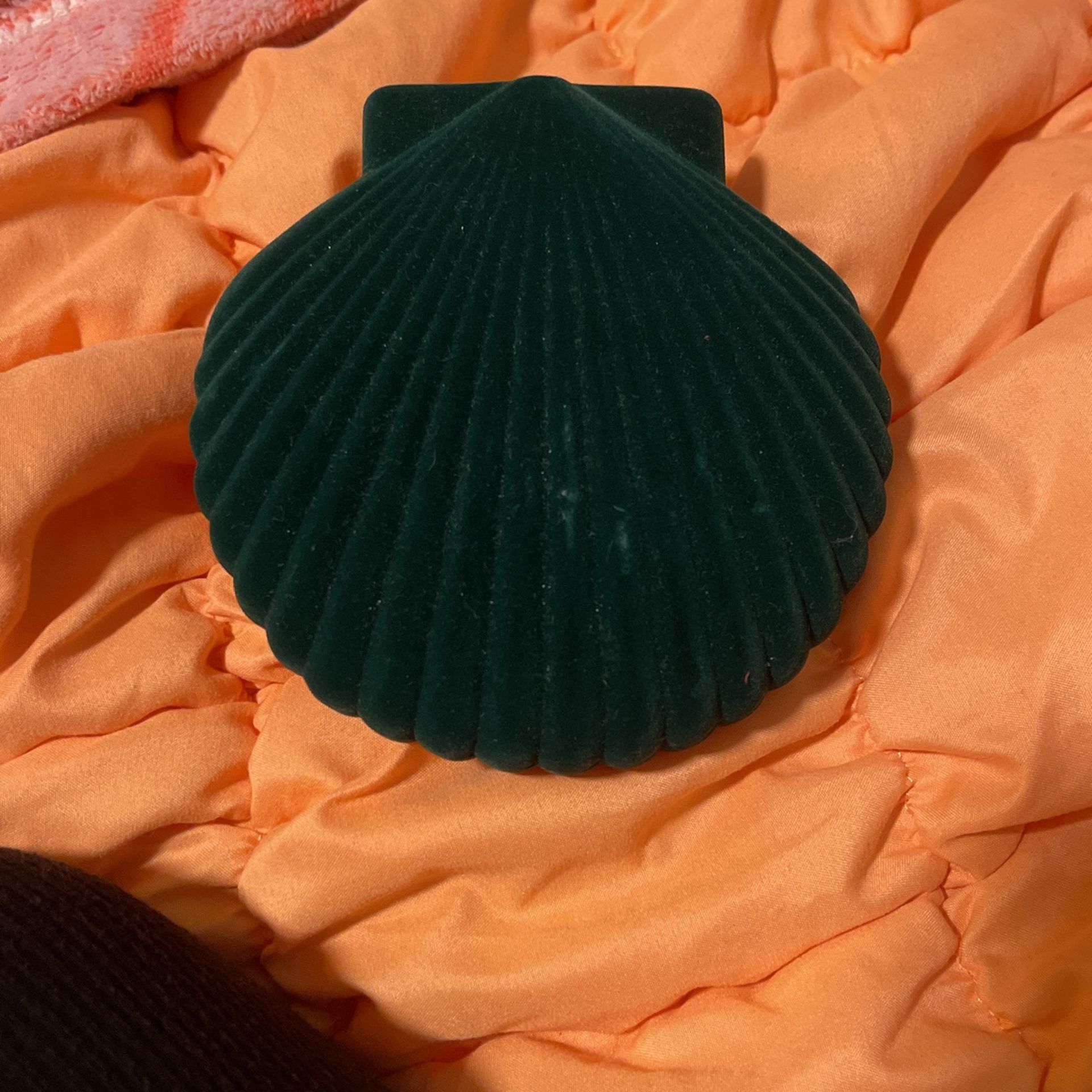 Green Velvet Clamshell Jewelry Case