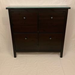 IKEA Hemnes Shoe Cabinet (Black-Brown) w/ Custom Glass Top