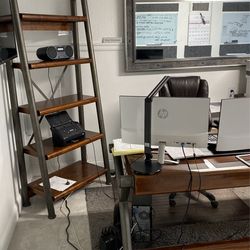 Desk, Credenza And Shelf
