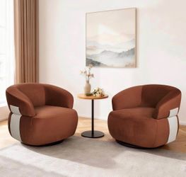 Set of 2 - 33” Oversized Swivel Accent Chair, Upholstered Single Sofa Chair for Living Room