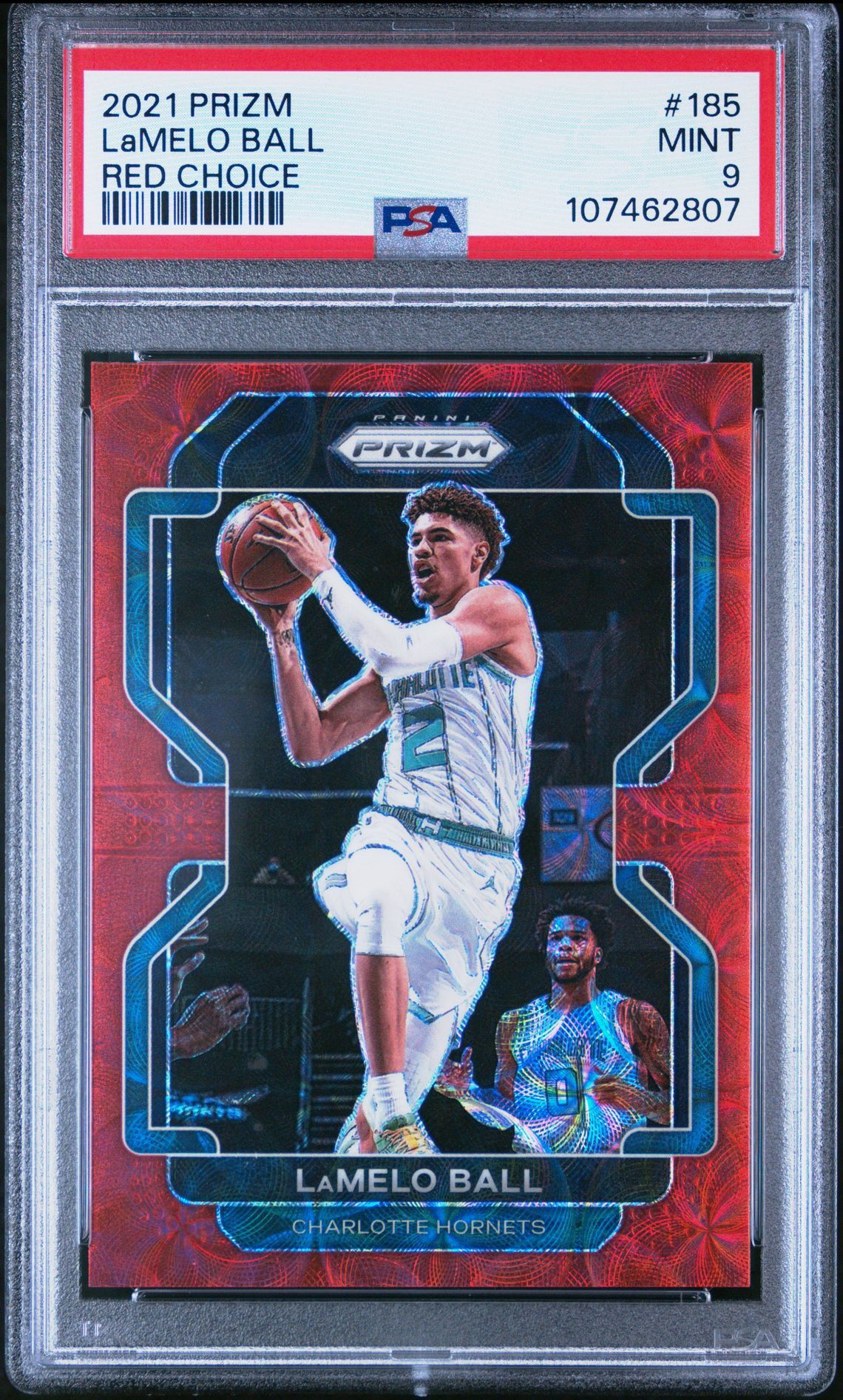 2021 Panini Prizm #185 Lamelo Ball RED CHOICE PRIZM - RARE PARALLEL CARD - GRADED PSA 9 MINT CONDITION - SERIAL NUMBERED #66/88 🔥
