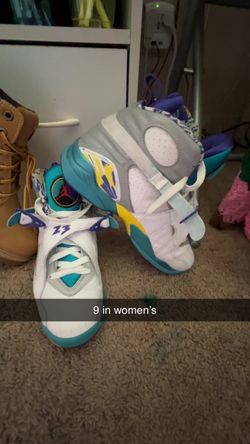 Jordan 8 retro “white aqua” sneakers in white, teal, and yellow