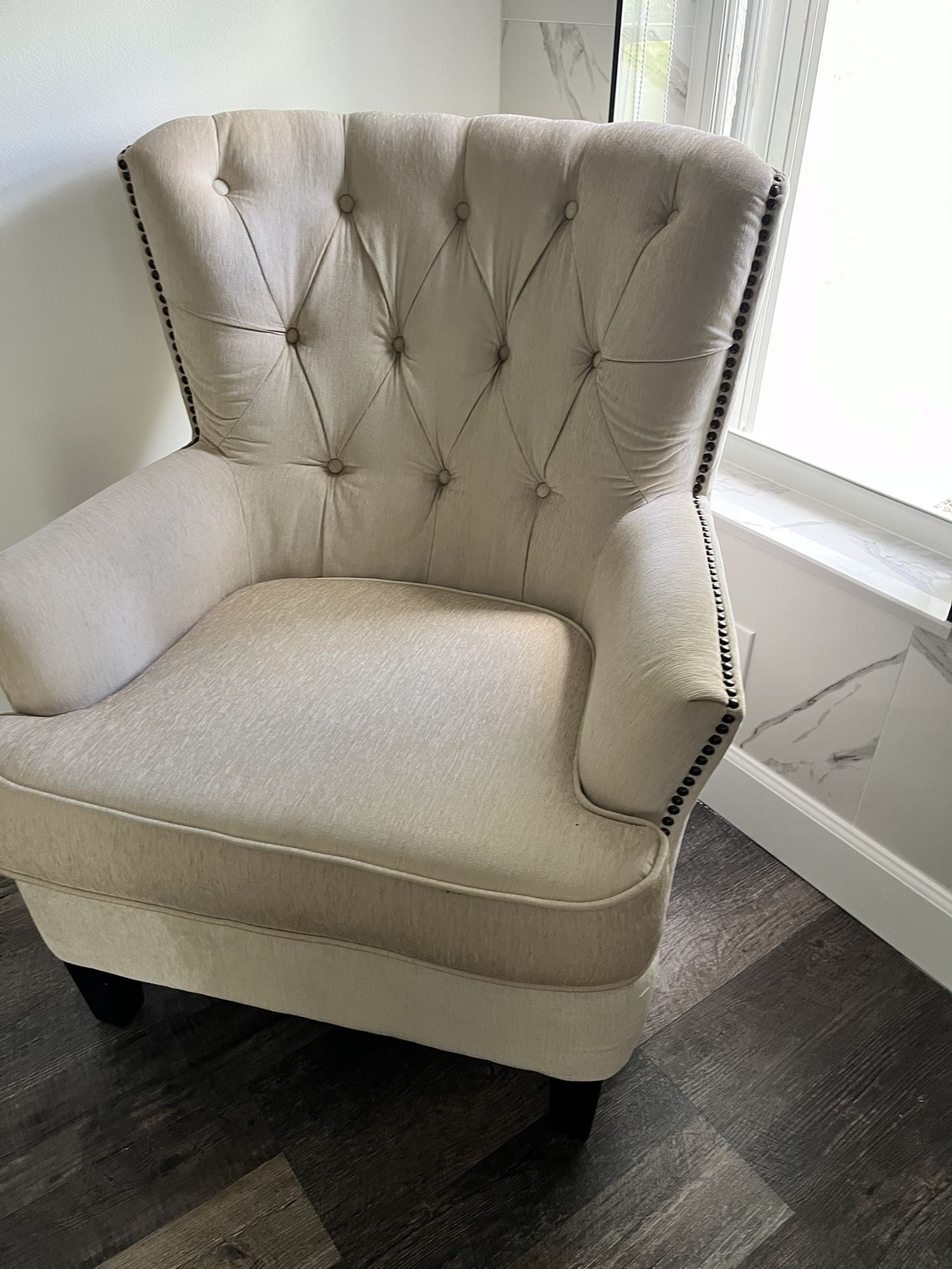 Modern Cream Cushion Chair wingback