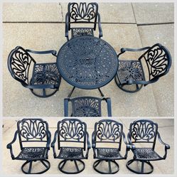 Outdoor Patio Furniture Set Cast Aluminum 4 Swivel Rocker Seat Dining Set 36in Table   ALL SWIVEL ROCKER CHAIRS