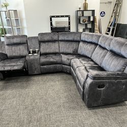 Gray Sofa Sectional Recliner Set - Free Delivery Promo 