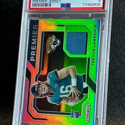 2021 Prizm 💥 Trevor Lawrence 💥 Premier Jersey Rookie PSA 9 Mint 💎 - Jacksonville Jaguars