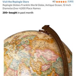 Antique Ocean 12" World Globe