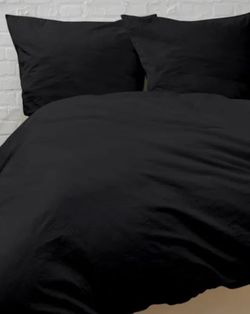 Black solid king duvet set