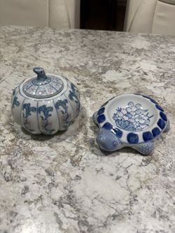 Vintage Trinket Box And Dish