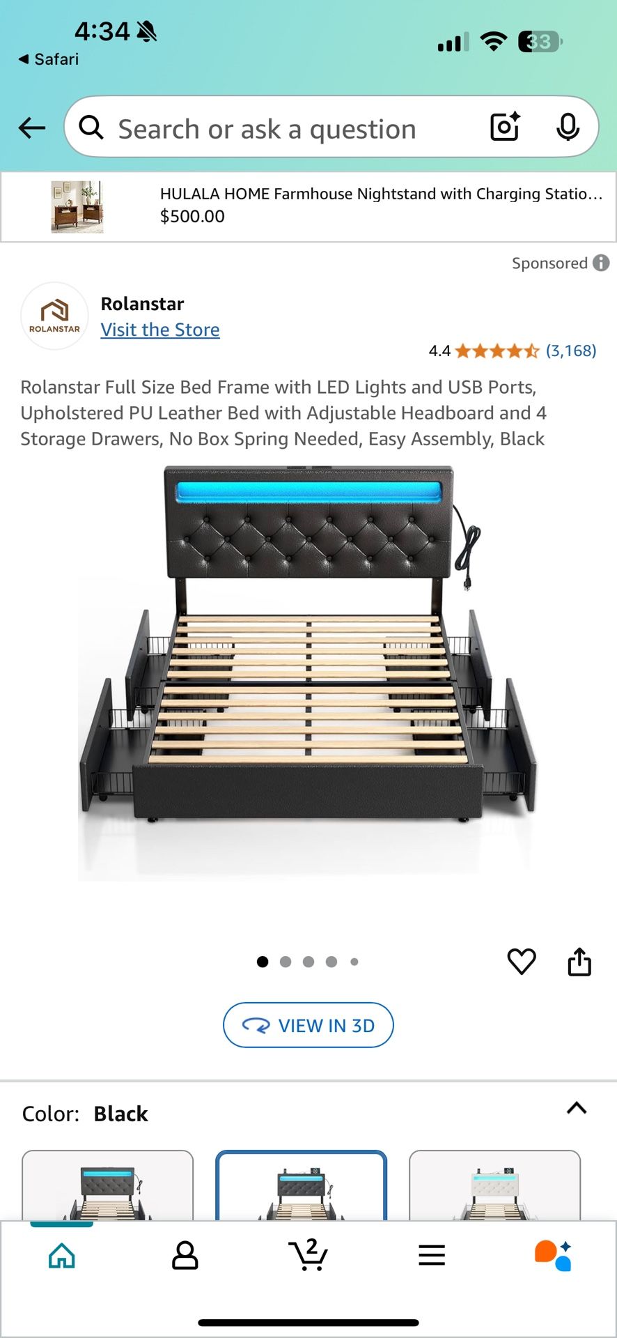 Twin Size Bed Frame (Black)