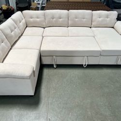 Beige Sectional Sofa Bed, Sofa Bed, Sectional Sofa With Pull-out Bed, Sofabed, Sectional, Couch, Sleeper Sofa