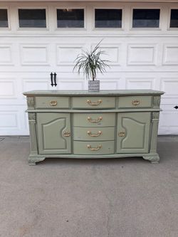 Sage green distressed/rustic buffet