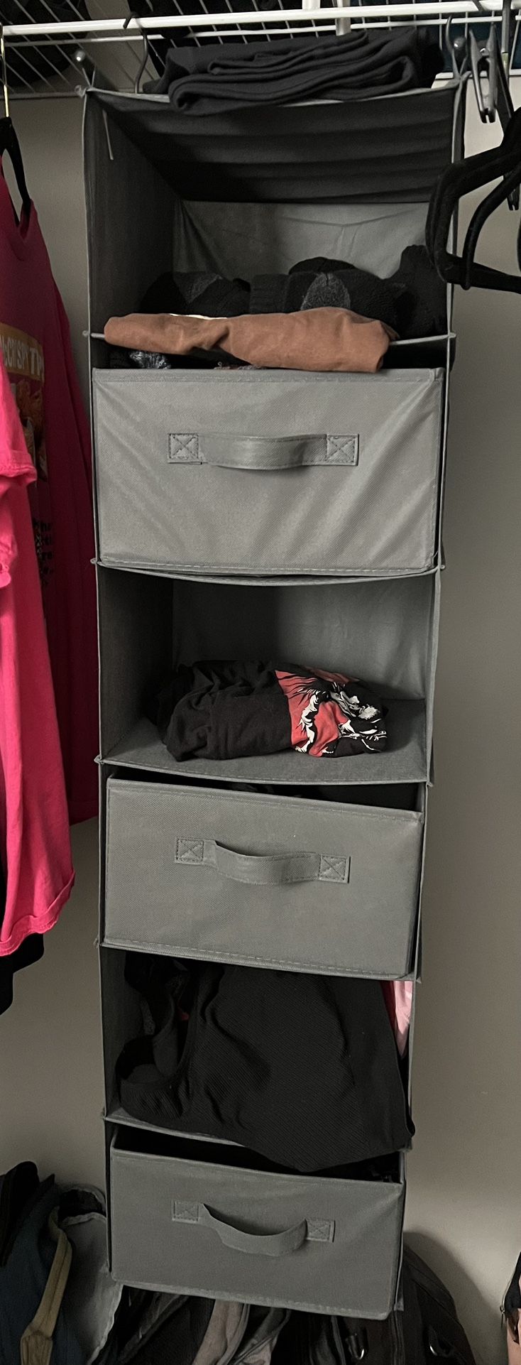 Hanging closet organizer available beginning of September.