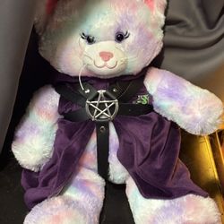 Cute kitty cat, plush, dressed as a witch stuffed animal