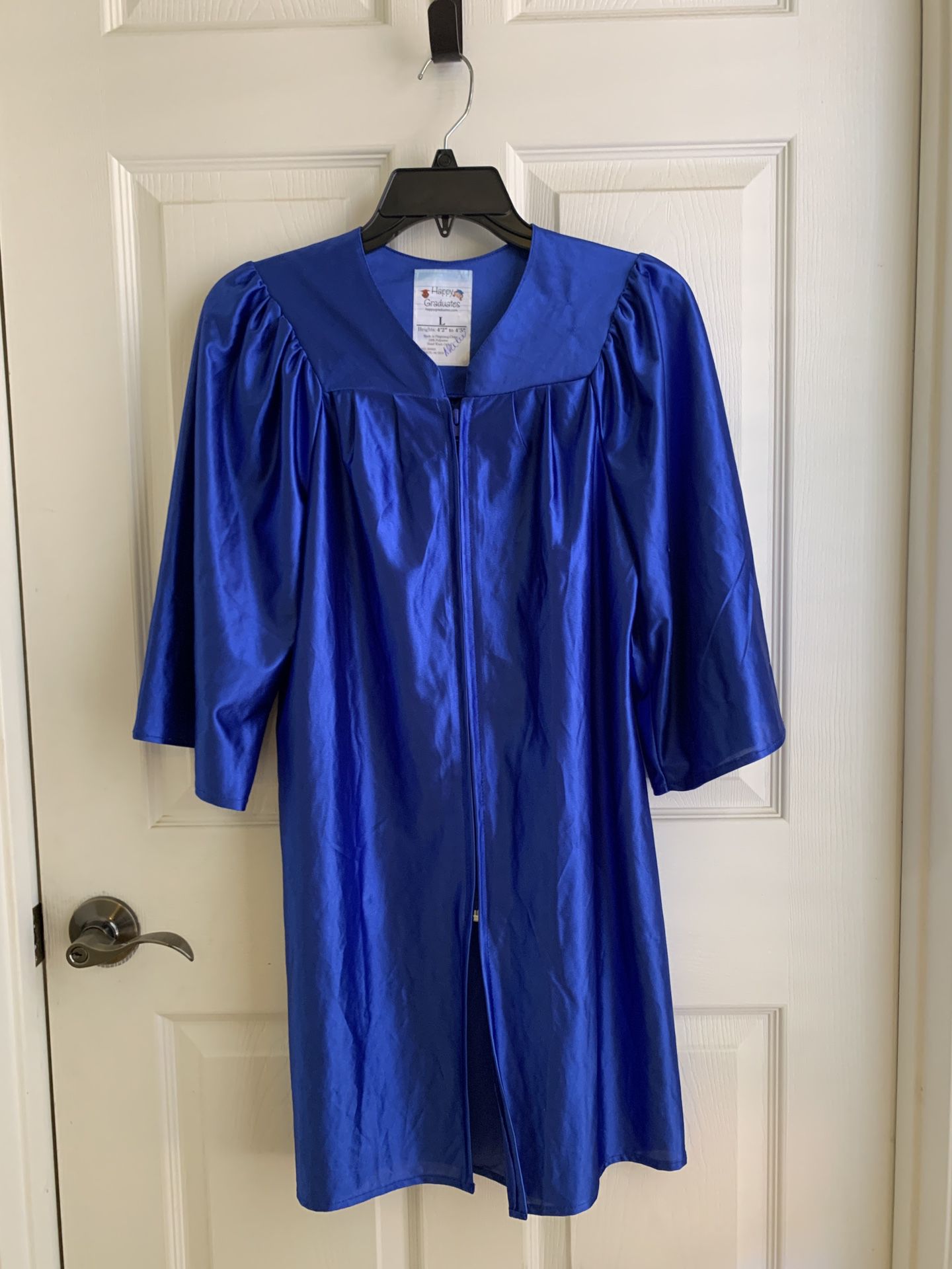 Shiny Royal Blue  Graduation Gown Size 4’2”-4’5 Includes Cap