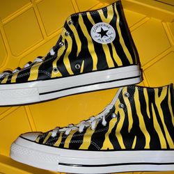 Mens Converse Chuck 70 Hi Vivid Black Sulfer Zebra Print Leather Papa Roach