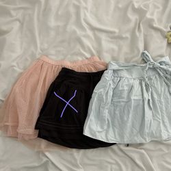 Short A-Line Skirts - Pink, Gray, Blue