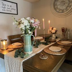 Tall  Dining table For Sale With Chairs and Bench