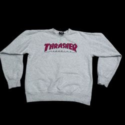 Thrasher Magazine Crewneck Skater Sweatshirt Sweater Gray Red Logo Large SMALL