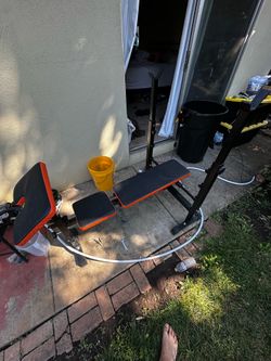 Brand new workout bench, preacher curl bar and leg curls.  6 all in one