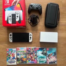 Good OLED Model HEG-001 Handheld Console - 64GB - White & Pro Controller 