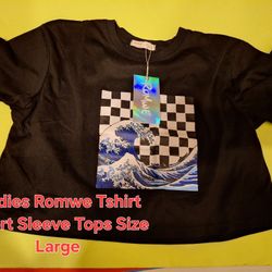 Ladies Romwe Tshirt Short sleeve Shirt Size Large 8/10-$13.00