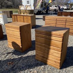 Two Oak Nightstands 