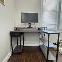 Office/Gaming Desk with LED Lights and Power Strip