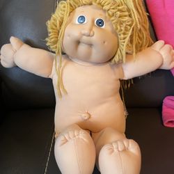 Cabbage Patch Kid Blonde Hair Blue Eyes Blue Signature 85 No Clothes Head Mold 2