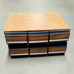 Vintage Audio Cassette Tape Wooden Three Drawer Storage Boxes
