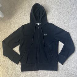 Comme Des Garcons Play Black Zip Up Hoodie
