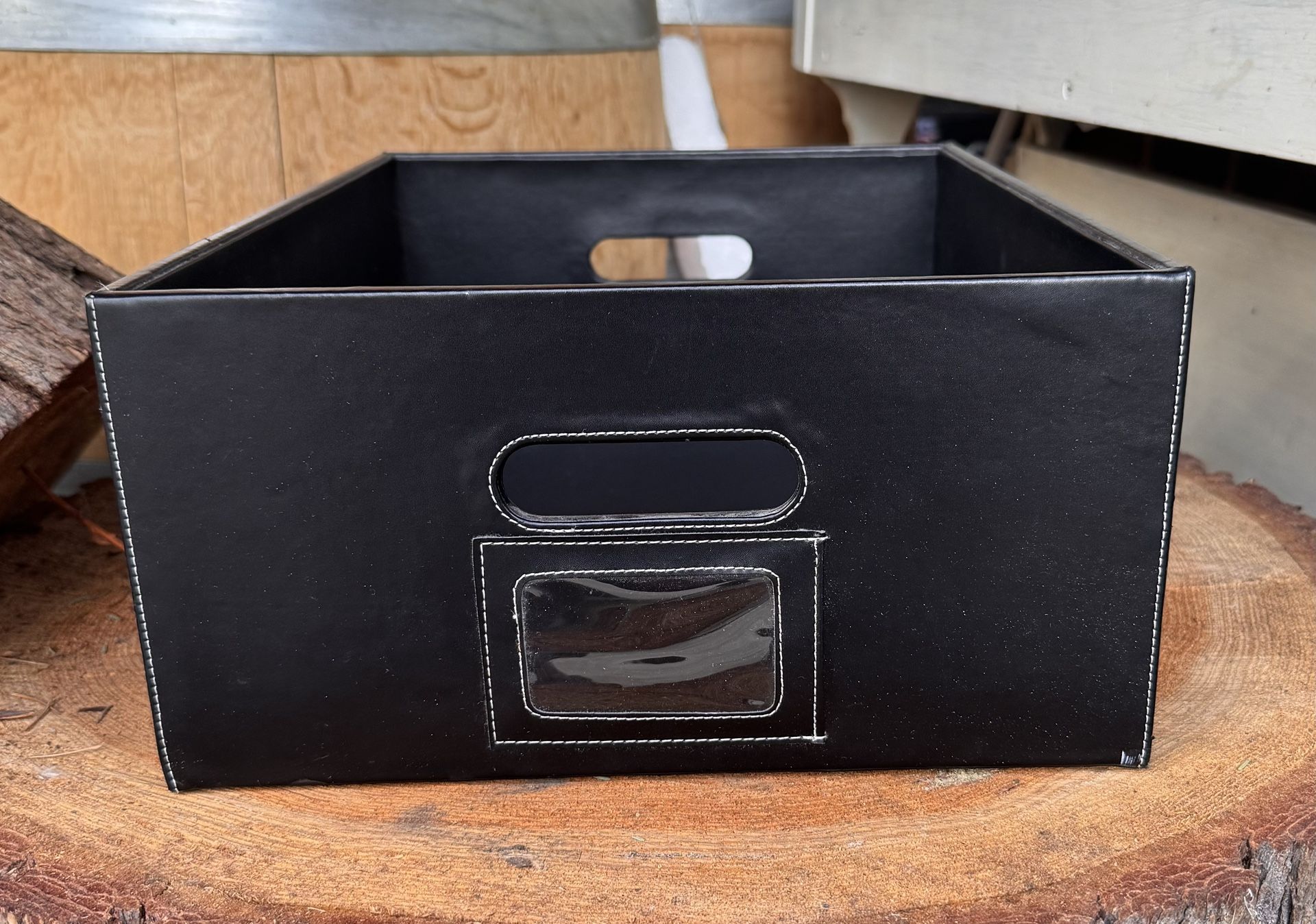 Black Faux Leather Storage Container