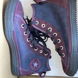 Converse Chuck Taylor All Star Burgundy Blue Suede Lug Sole Sneaker Size 7