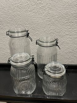 Glass Kitchen Jars 12, 10, 8, 6 Inches height.