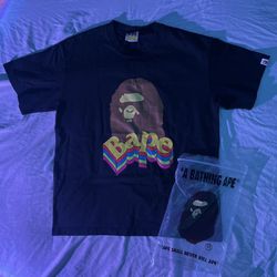 BAPE tee with multi-coloured wording/details #BAPE Size-Large 