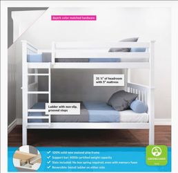 2 Sets of White Twin-Over-Twin Bunk Bed + 4 Mattresses