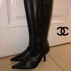 CHANEL Leather Knee-High Boots