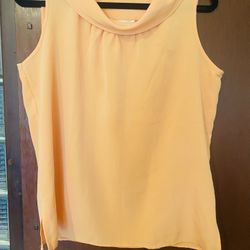 Bright Orange Size Medium Sleeveless Polyester Top 