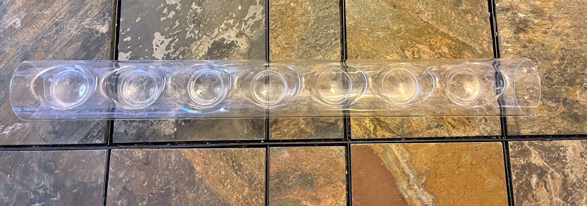 7 Cup Glass Tea Light Footed Candle Holder 24”