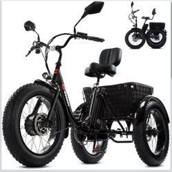 Electric Tricycle for Adults, 20" x 4.0 Fat Tire Electric Trike, Peak 500W 15MPH 36V 13Ah Lithium Battery UL Certified, Premium 80% Assembled Foldable