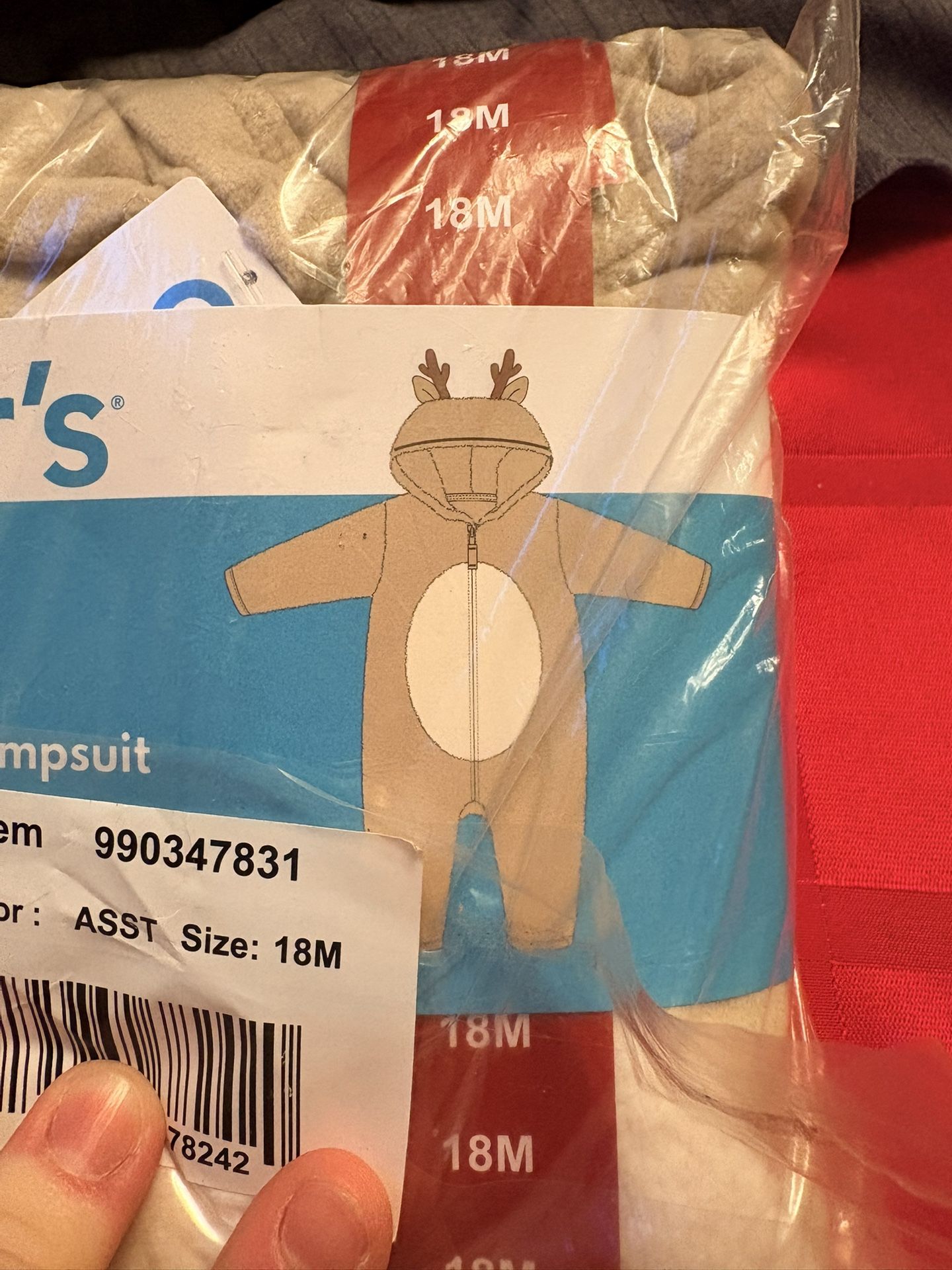 Carters 18 M Zip Up 1 Piece Jumpsuit Deer