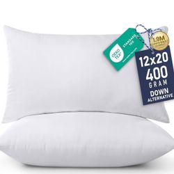 Utopia Bedding 12x20 Pillow Inserts, Set of 2, White – Indoor Decorative Throw Pillows for Bed, Sofa & Couch – Soft, Supportive & Fluffy Cushion Inser