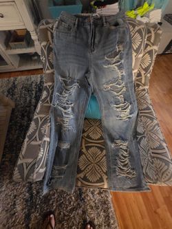 Heavily Distressed Gray Wash Jeans
